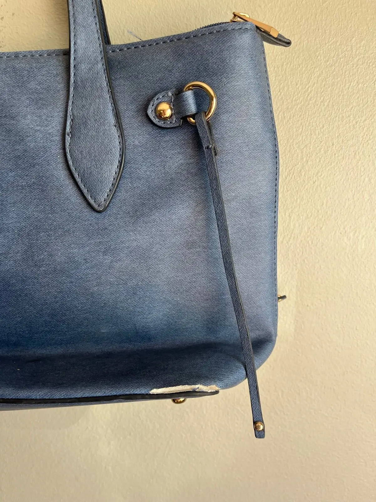 Blue Tote Bag with Strap Detail