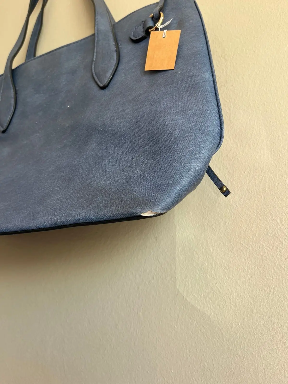 Blue Tote Bag with Strap Detail