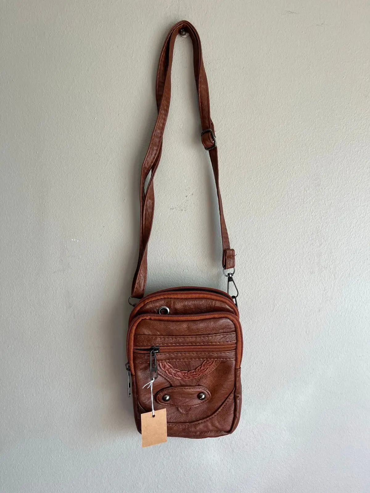 Brown Crossbody Bag with Strap Detail