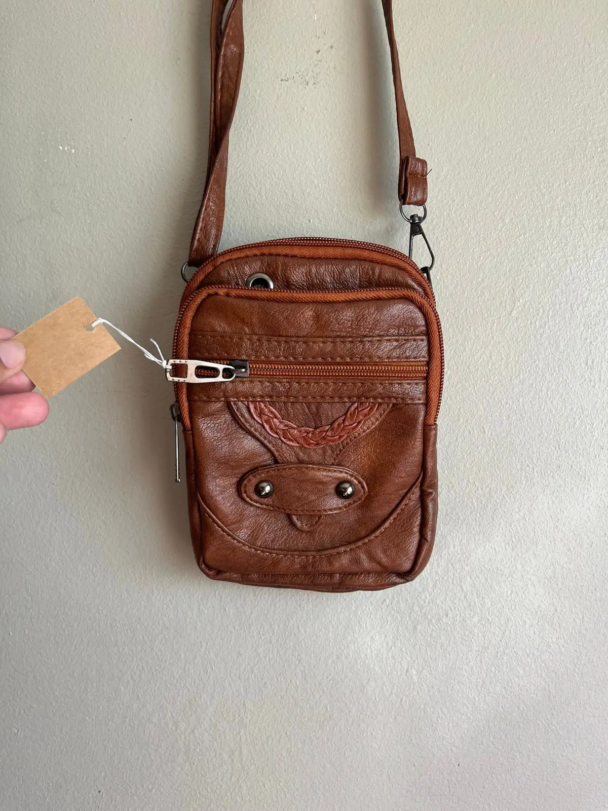 Brown Crossbody Bag with Strap Detail