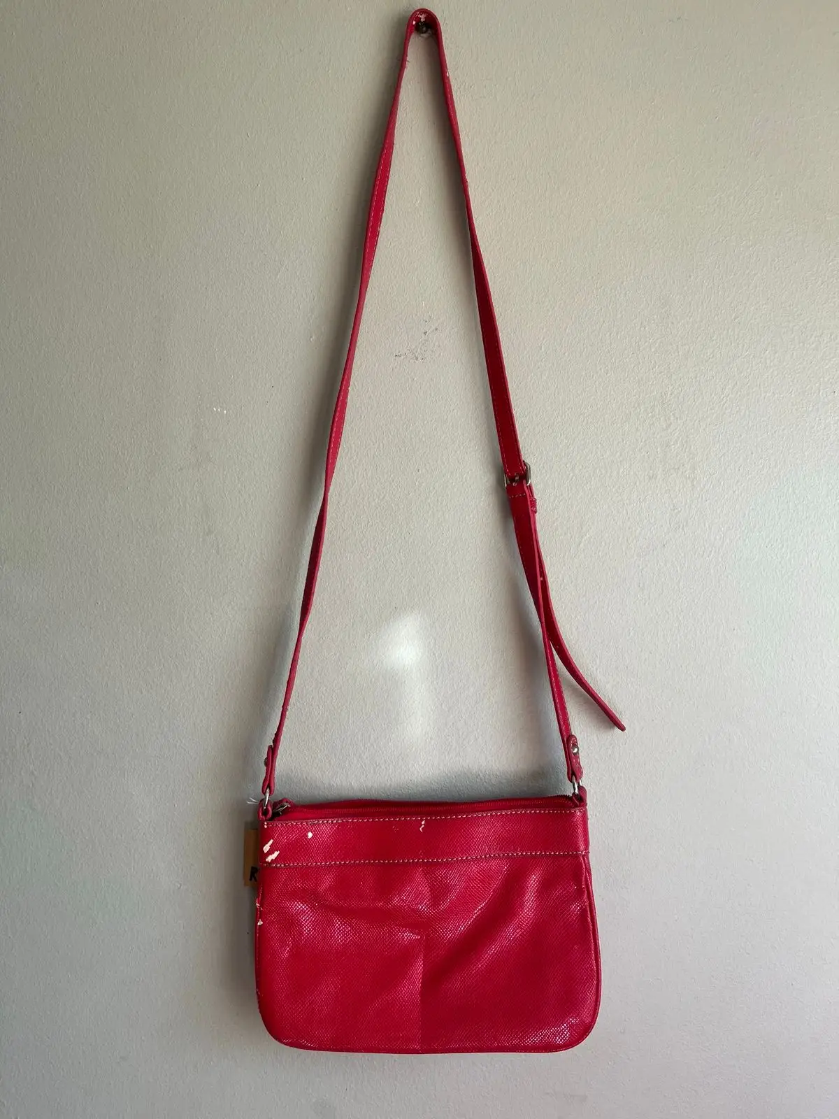 Nine West Red Crossbody Bag with Studs and Lock Detail