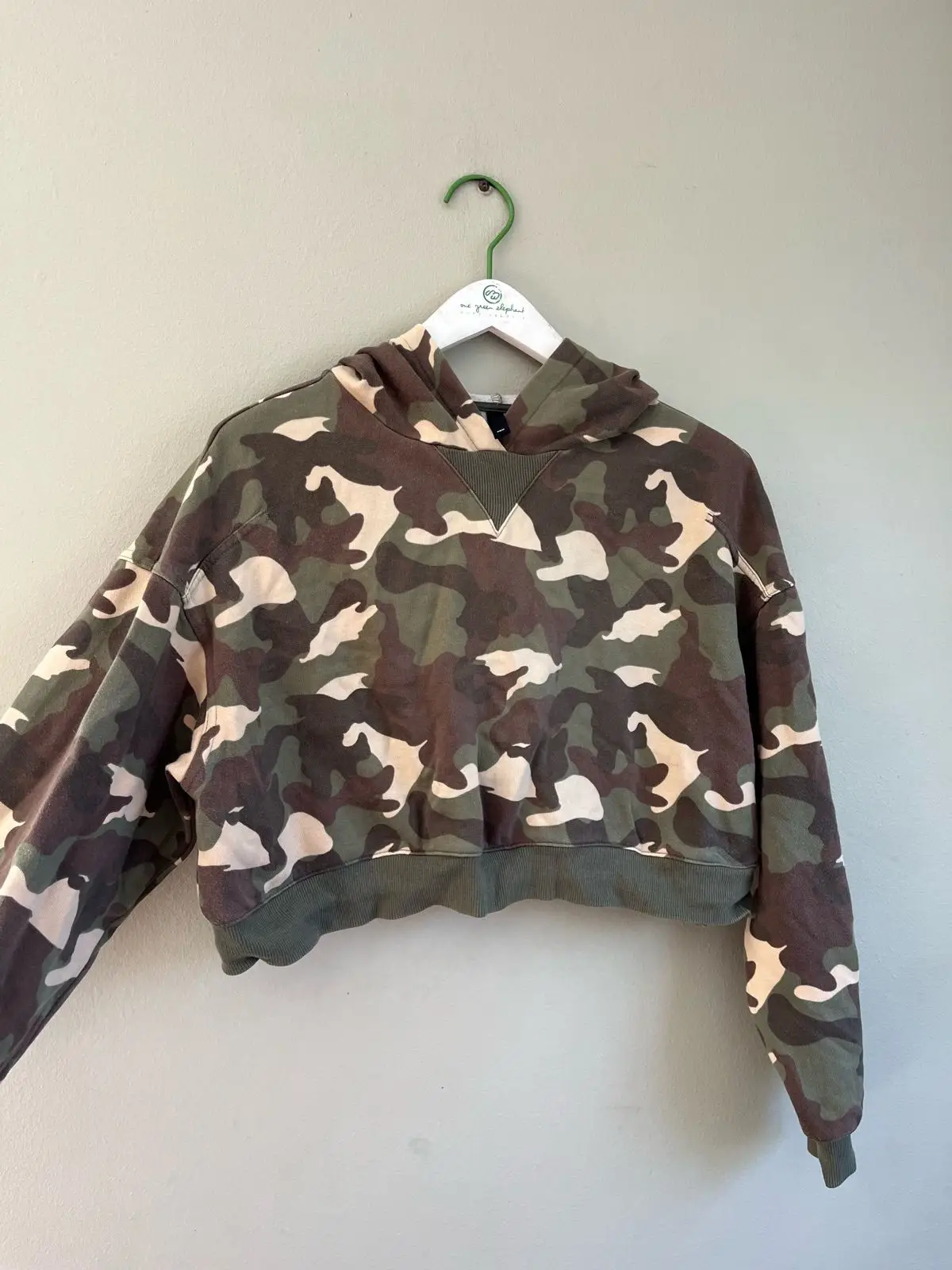 H&M Camo Print Cropped Hoodie