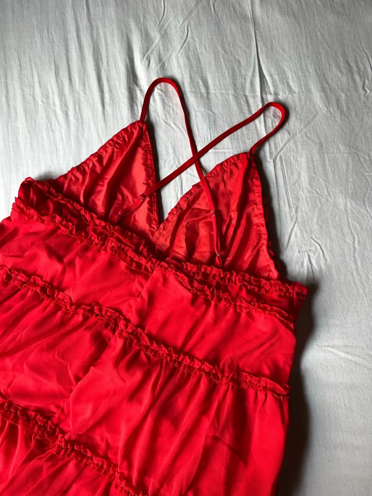 Shein Red Ruffled Tiered Dress