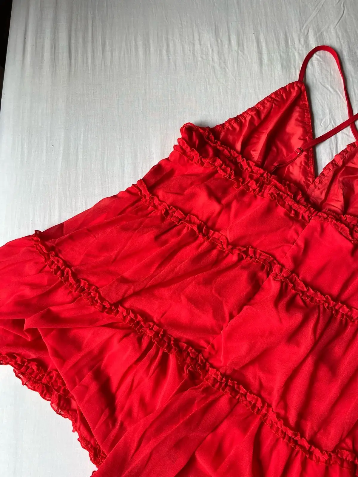 Shein Red Ruffled Tiered Dress