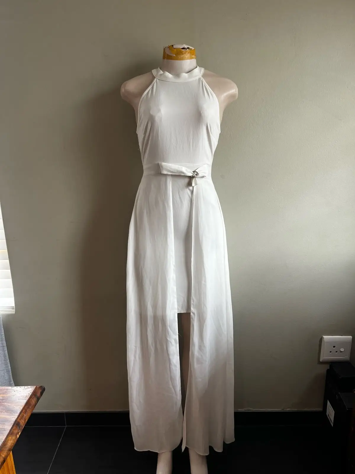 Mr Price White Halterneck Dress with Overlay