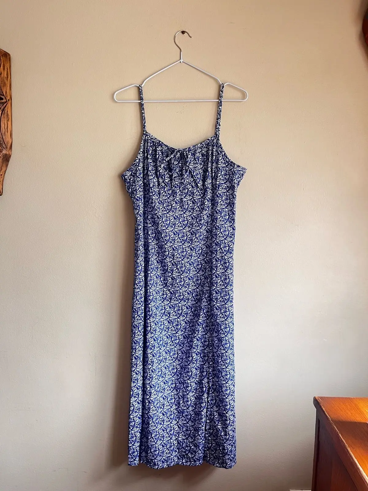 Shein Blue Floral Midi Dress with Slit