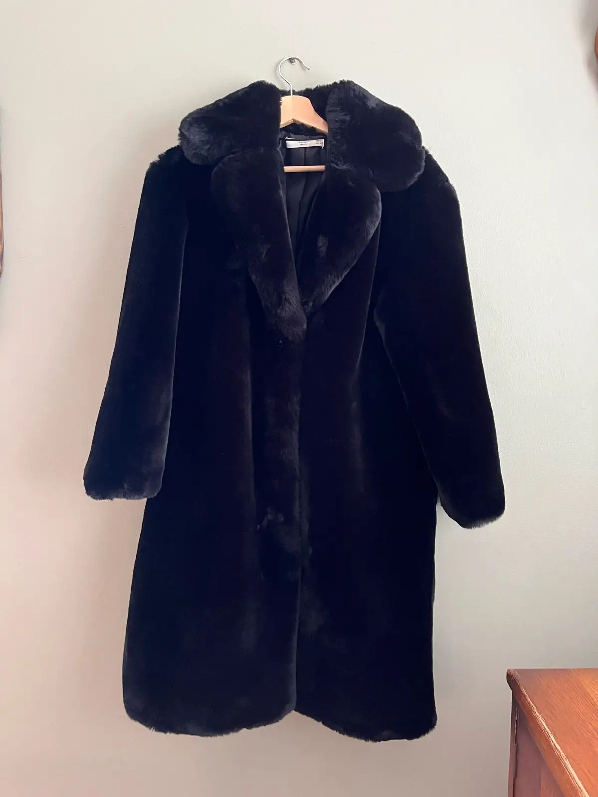Mango Black Faux Fur Coat