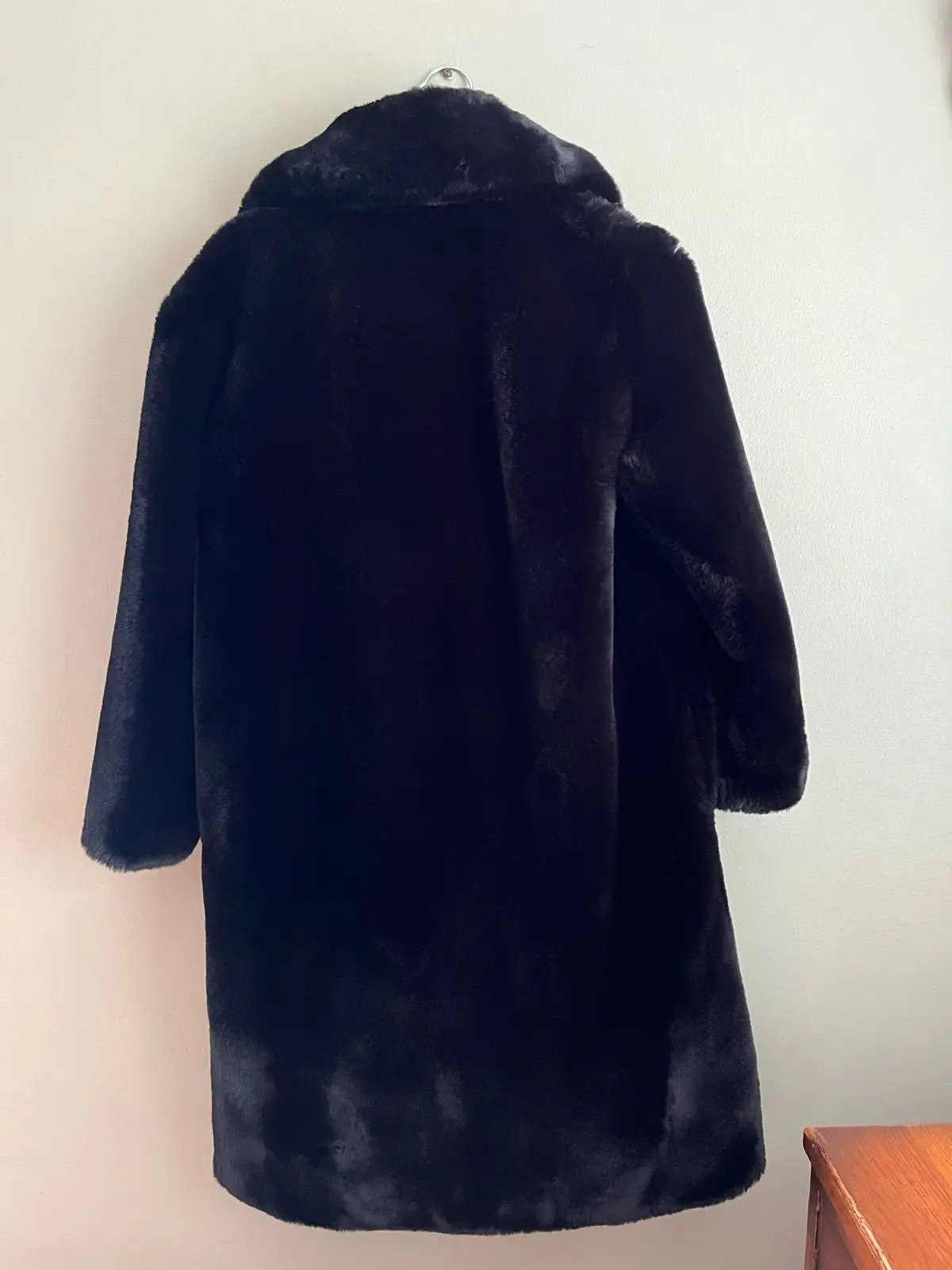 Mango Black Faux Fur Coat