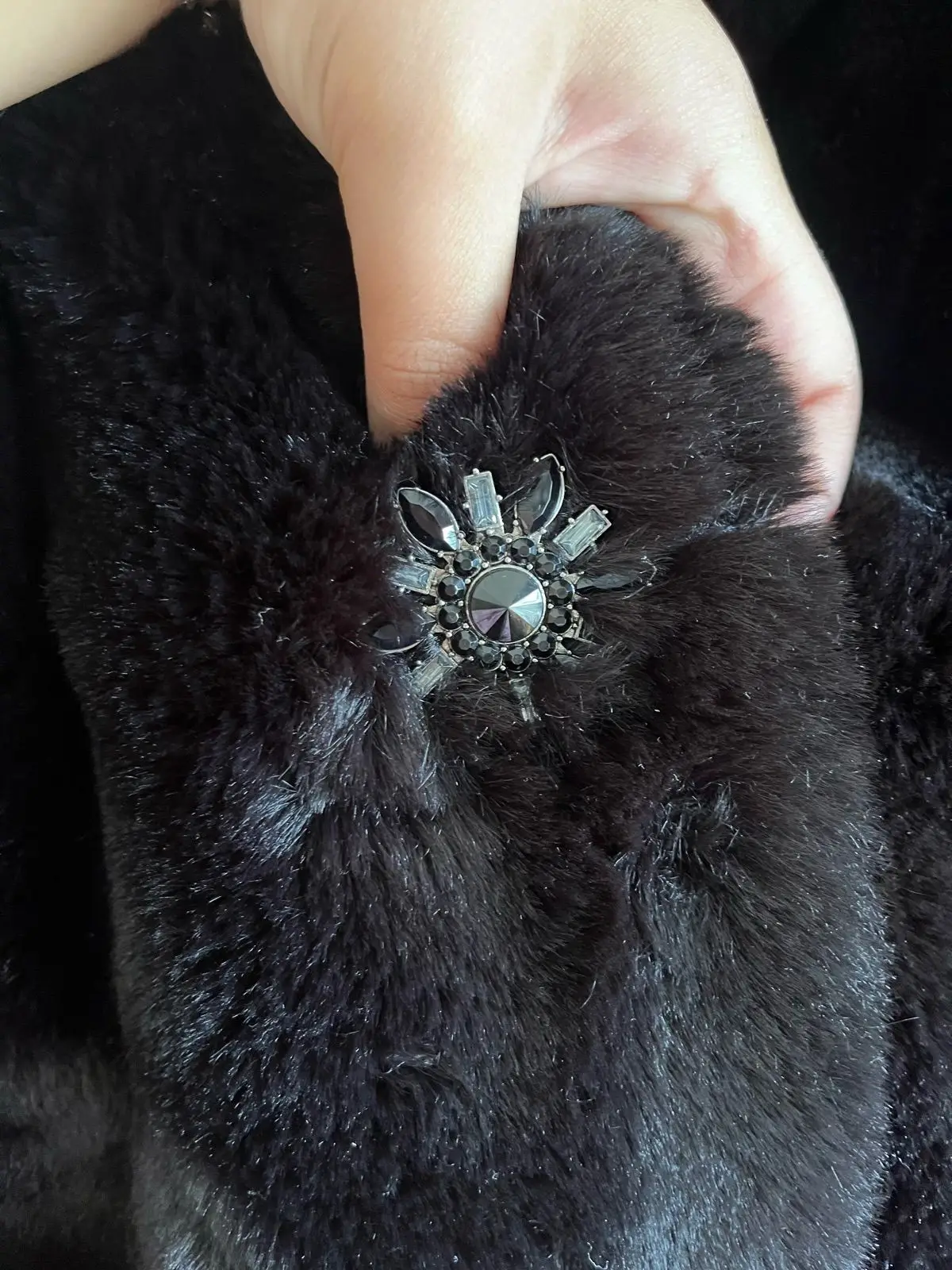 Mango Black Faux Fur Coat