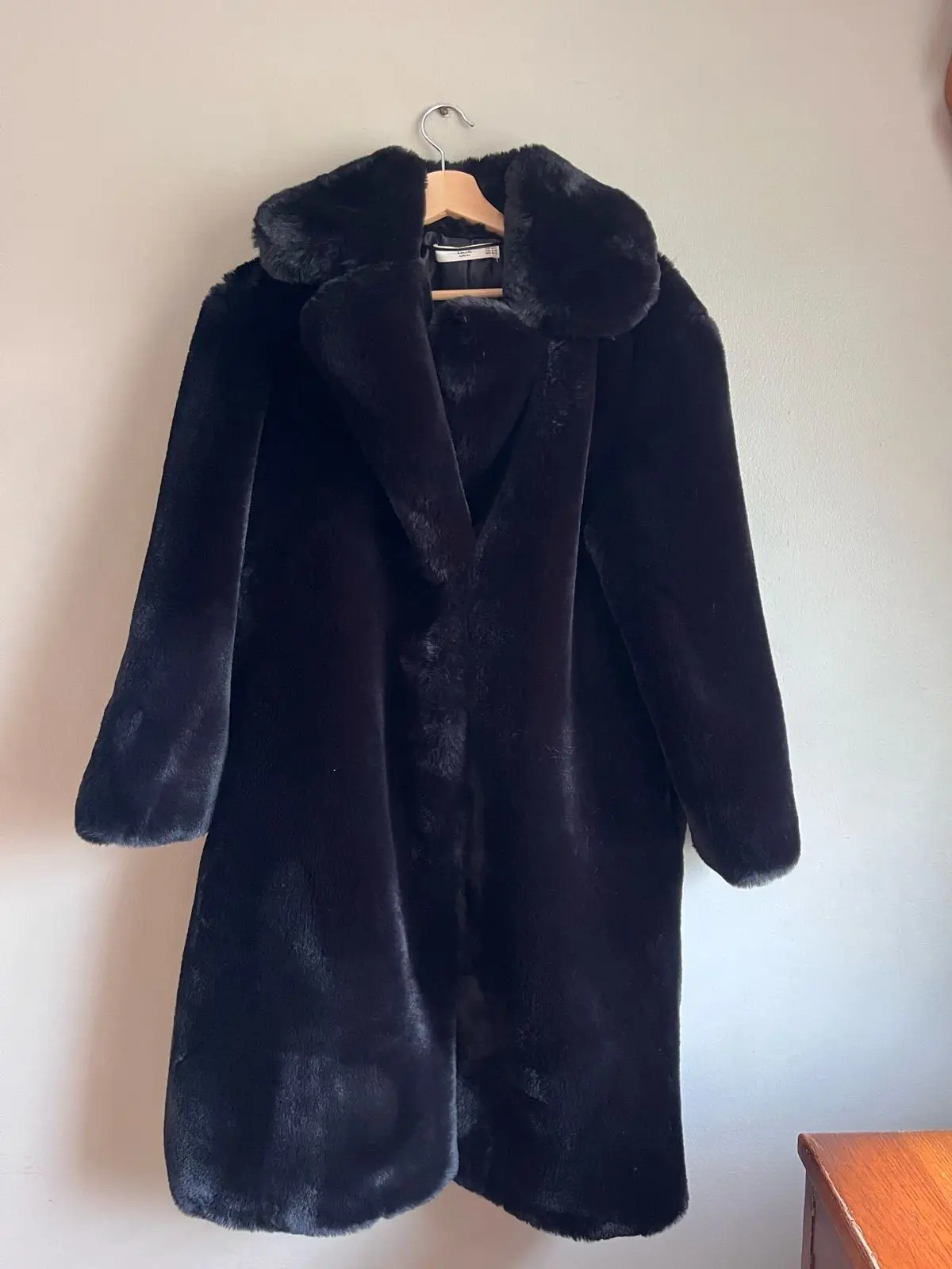 Mango Black Faux Fur Coat