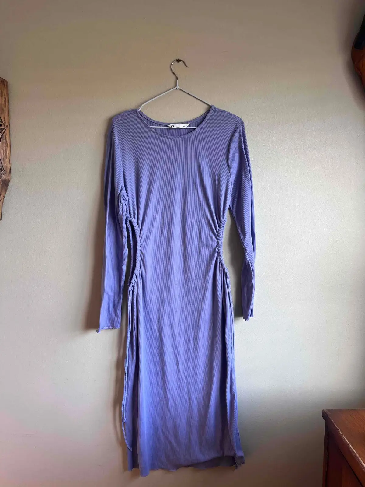 Mr Price Lilac Ribbed Long Sleeve Midi Dress
