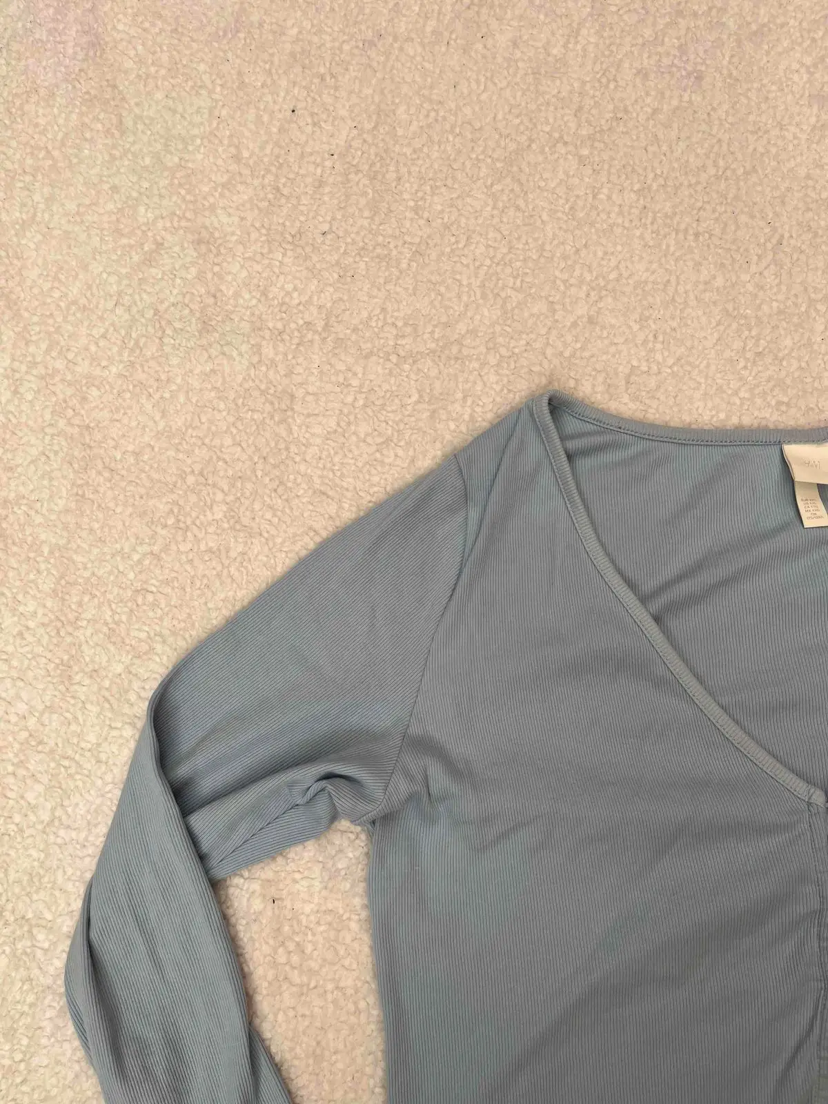 H&M Blue Ribbed Long Sleeve Top