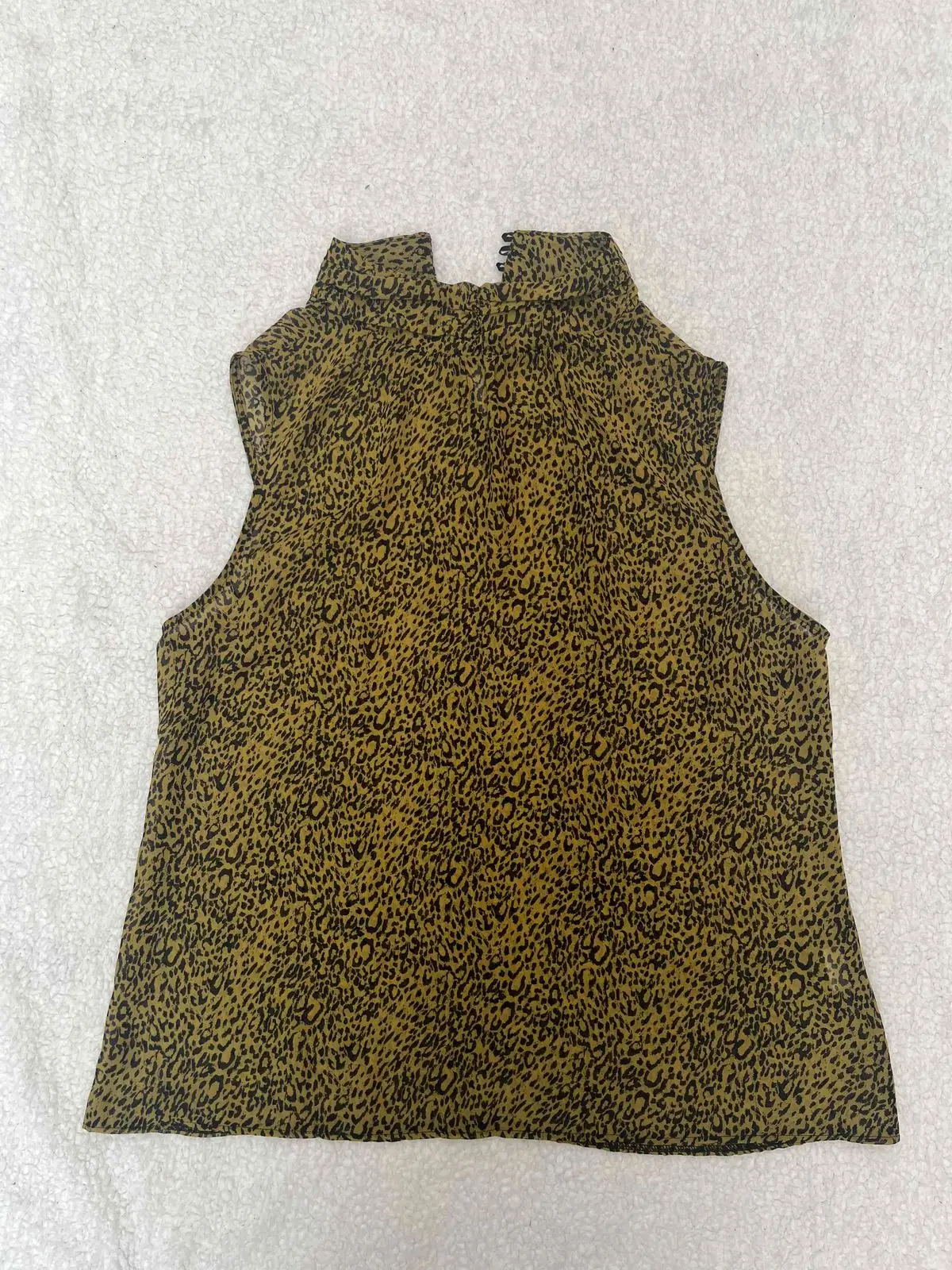 Leopard Print High Neck Sleeveless Top