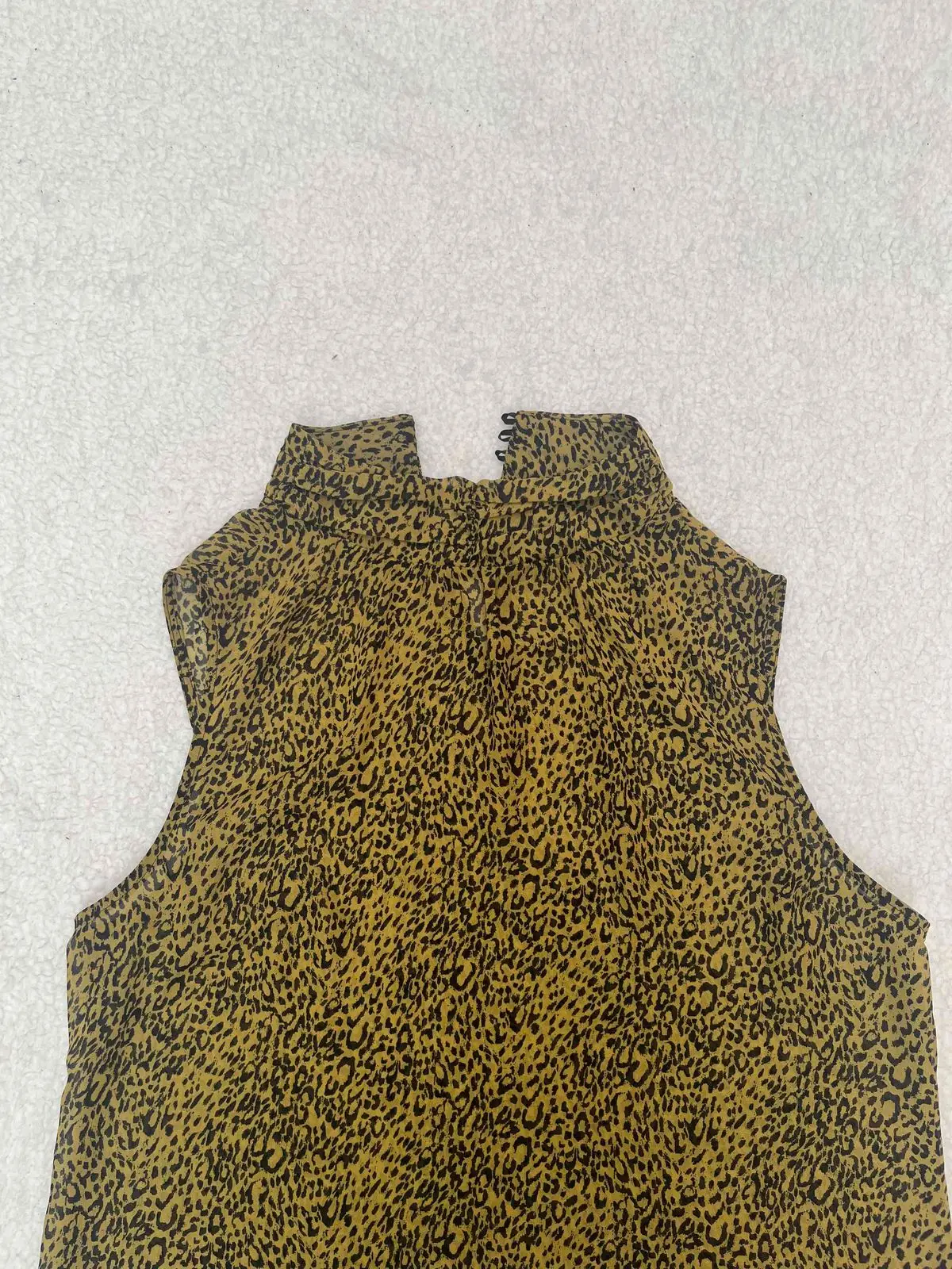 Leopard Print High Neck Sleeveless Top