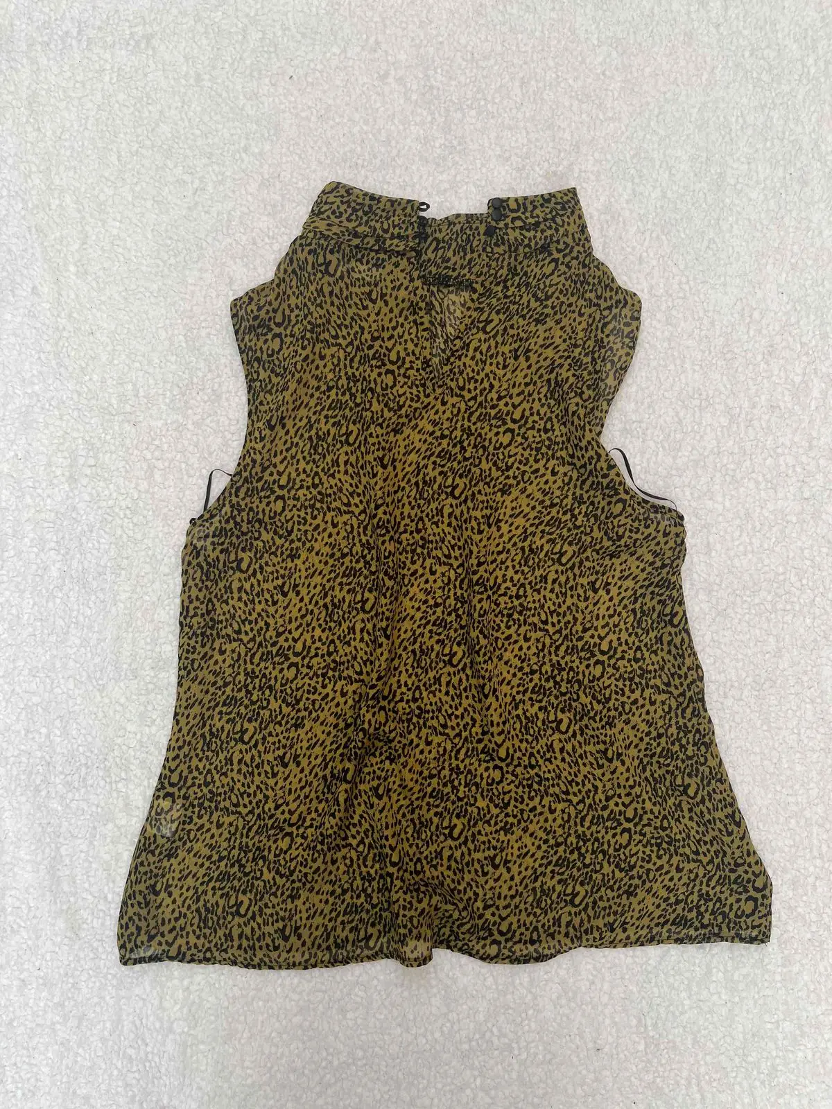 Leopard Print High Neck Sleeveless Top