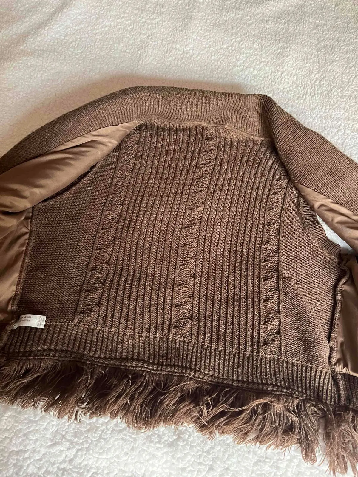 Woolworths Brown Knit Vest with Faux Fur Panels Medium