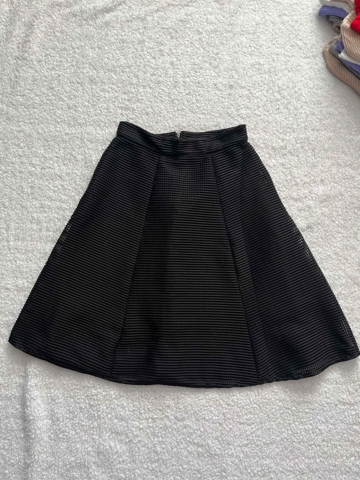 Generic Black Textured Skater Skirt