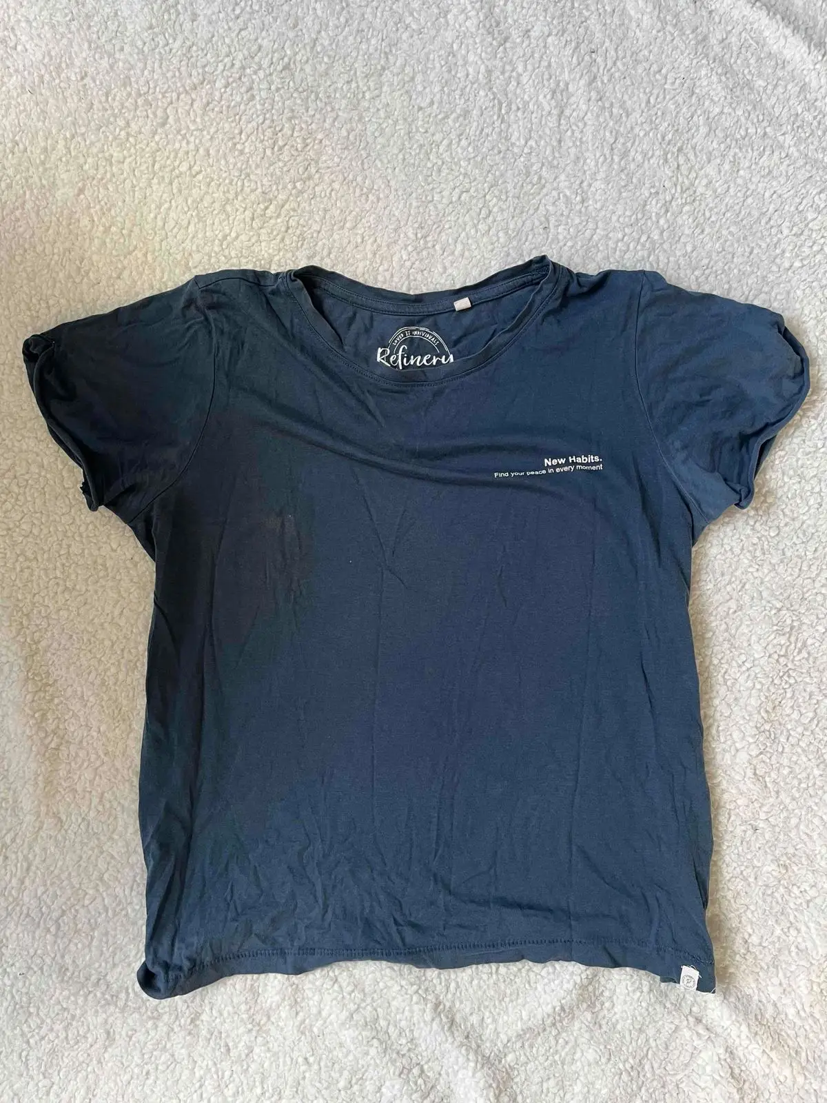 Refinery Navy T-Shirt with Graphic Print Size M