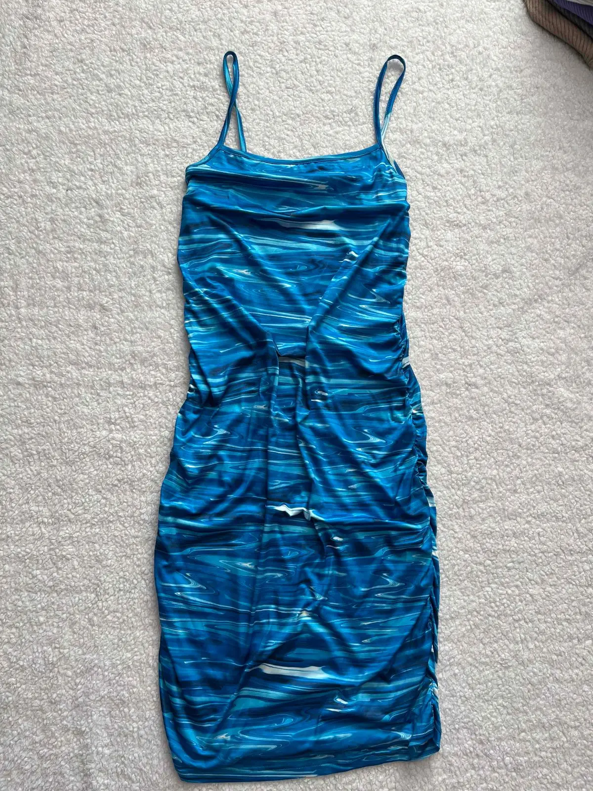 Shein Blue Abstract Print Cami Dress