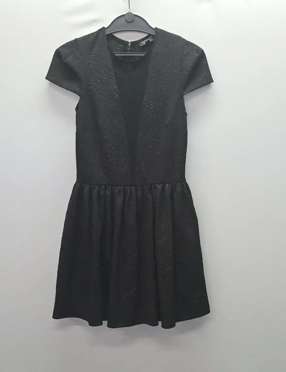 Topshop Black Jacquard Skater Dress