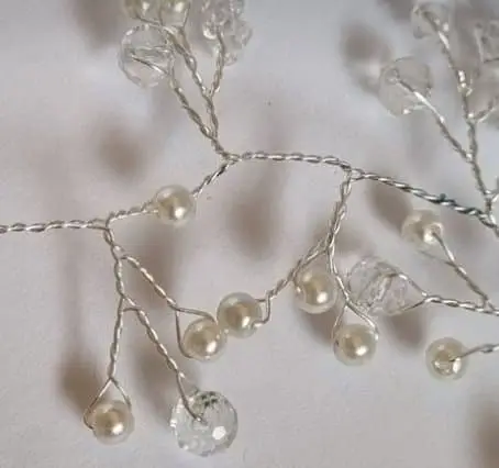 Silver pearls and beads headpiece, costume jewelry