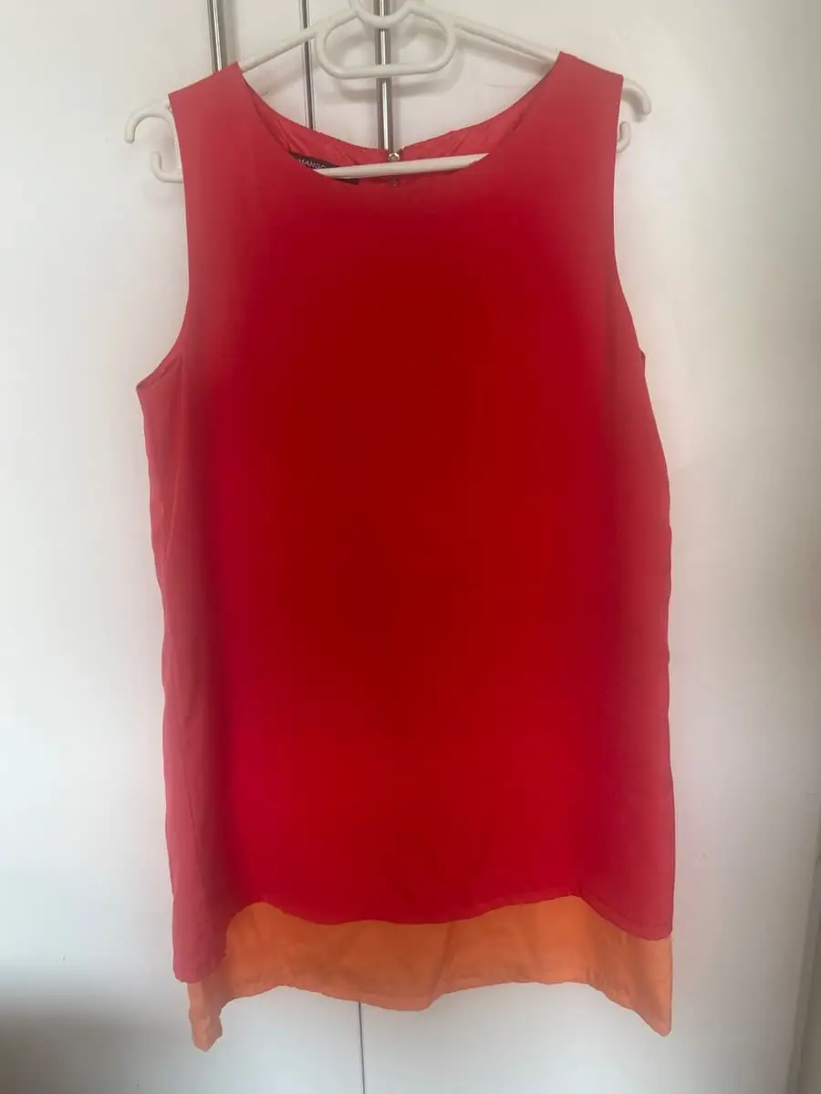 Mango Silk geranium and orange shift dress