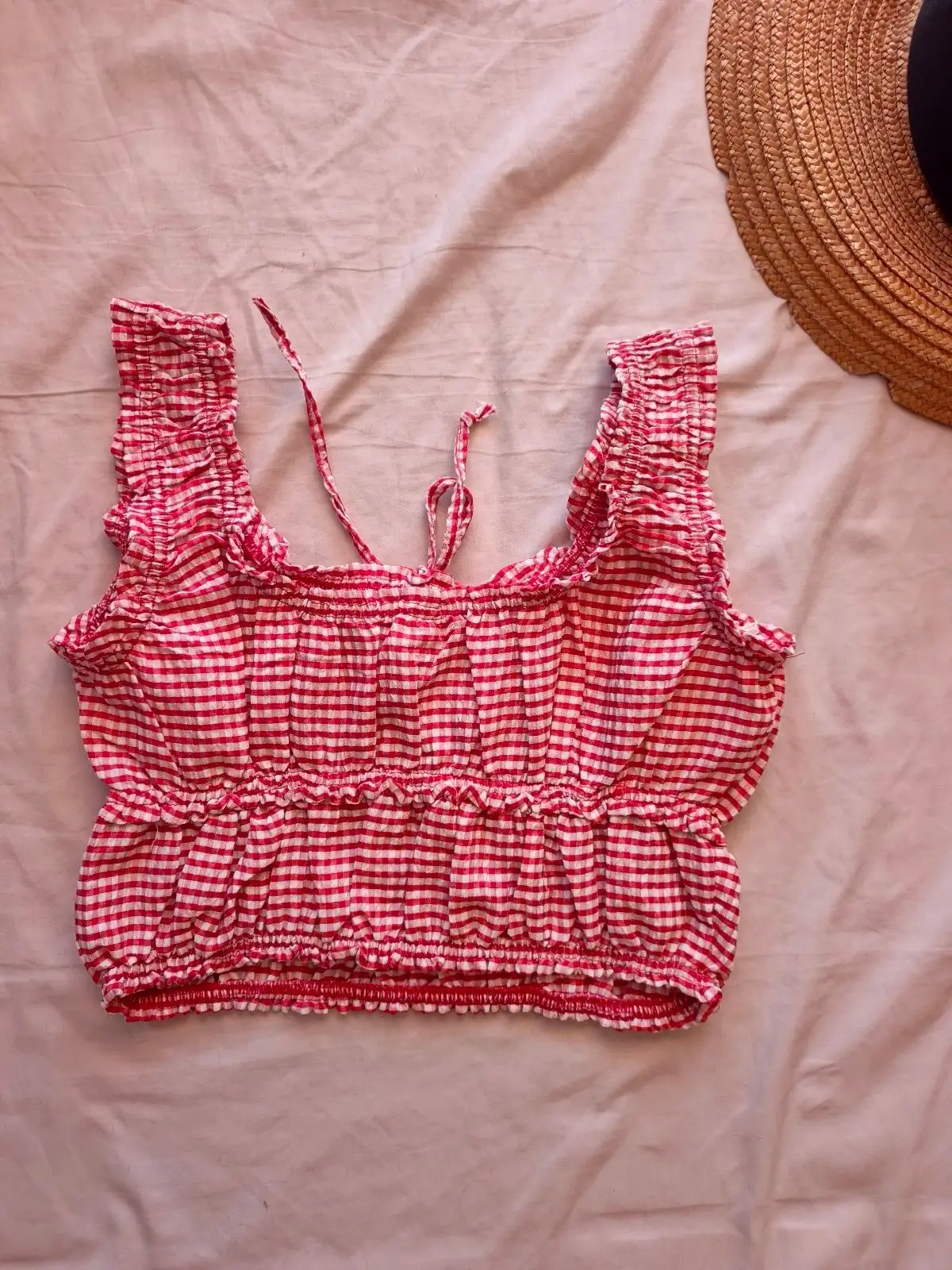 Mr Price Red and White Gingham Crop Top