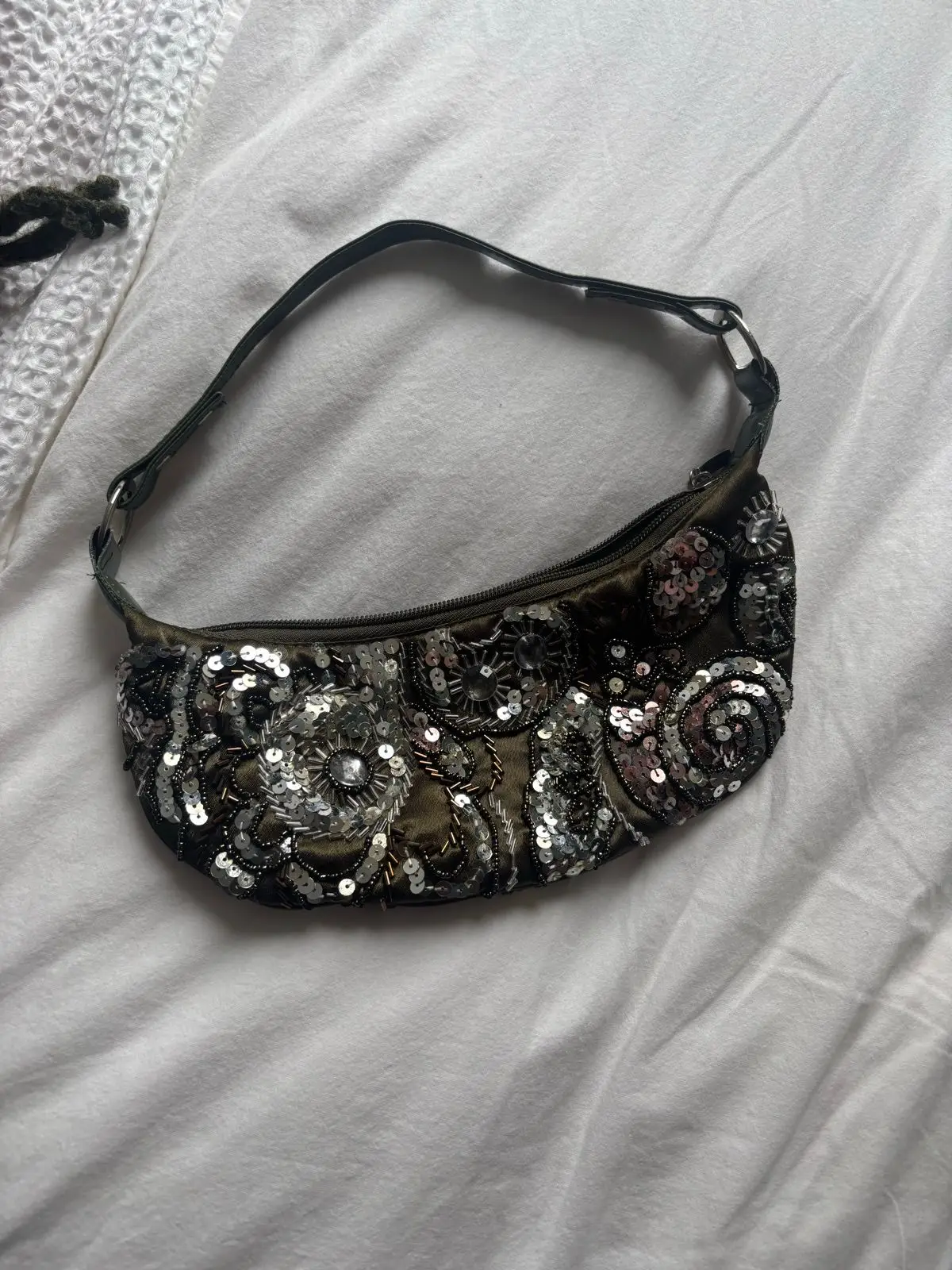 Vintage Beaded and Embroidered Shoulder Bag