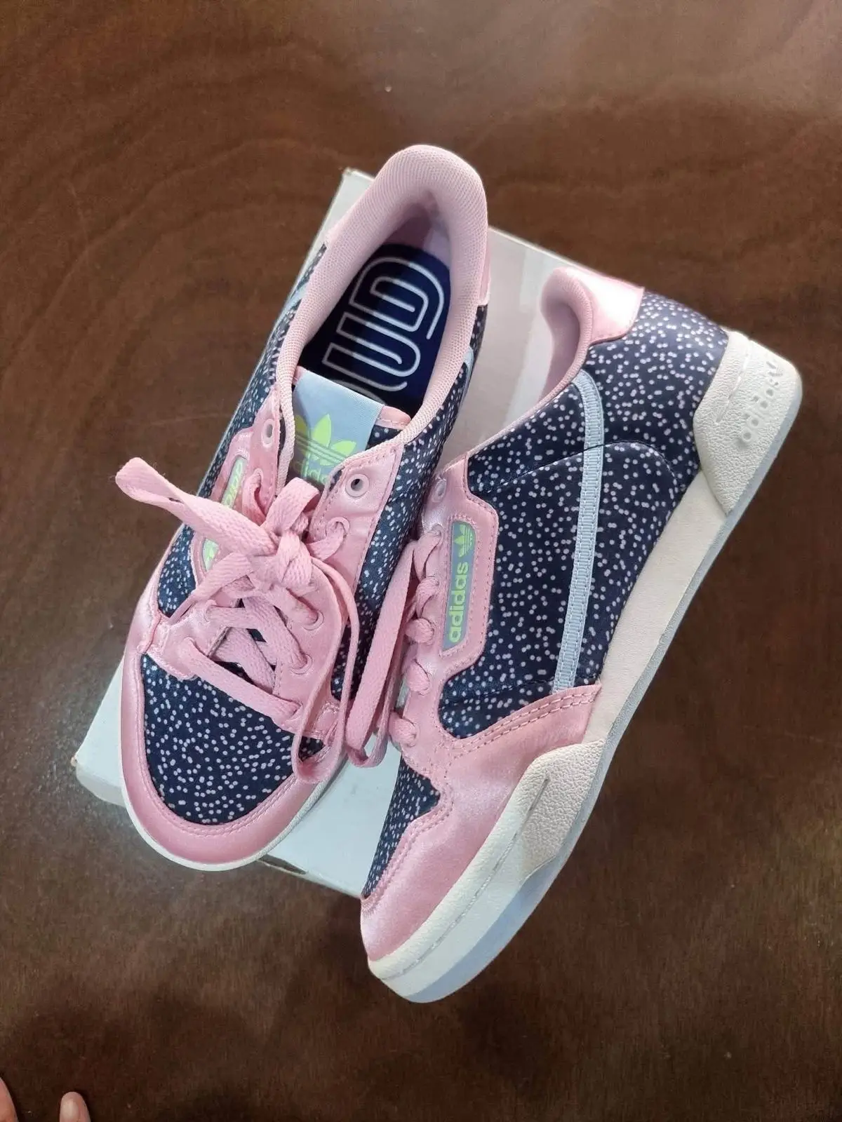 Adidas Pink and Navy Polka Dot Sneakers Size 6