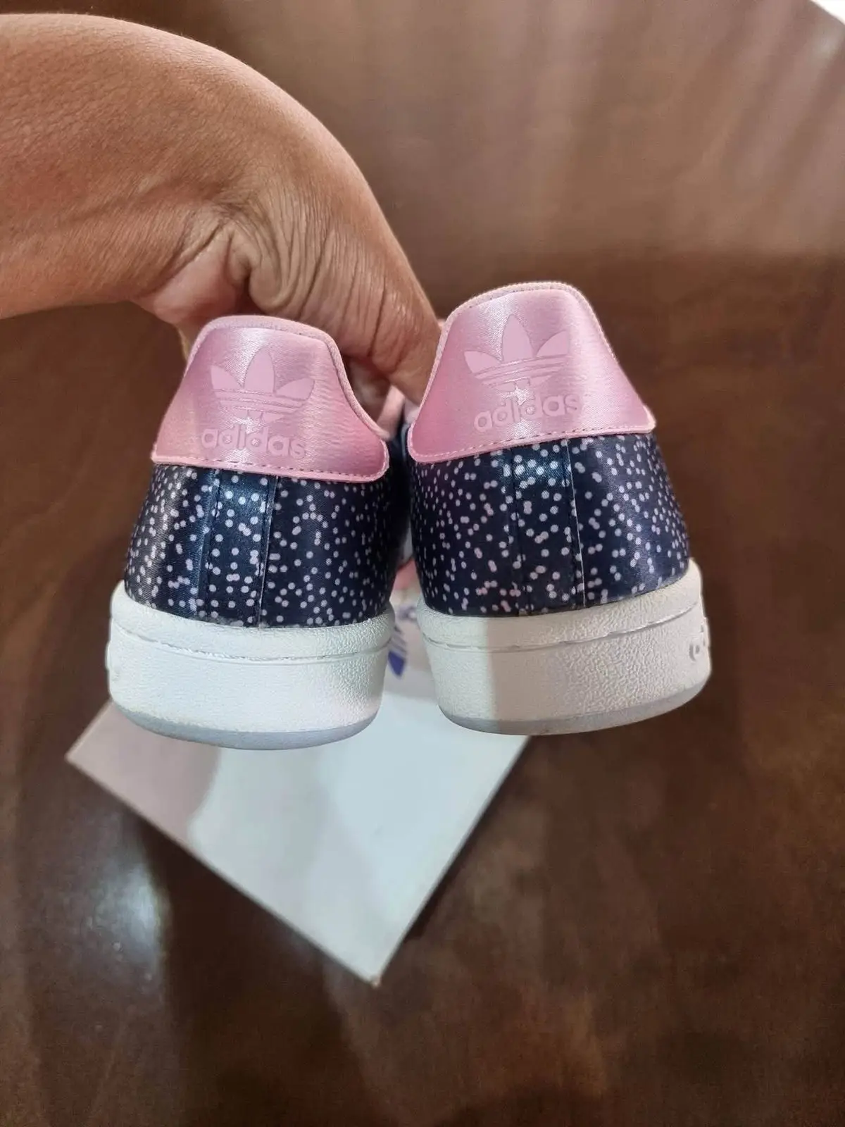 Adidas Pink and Navy Polka Dot Sneakers Size 6