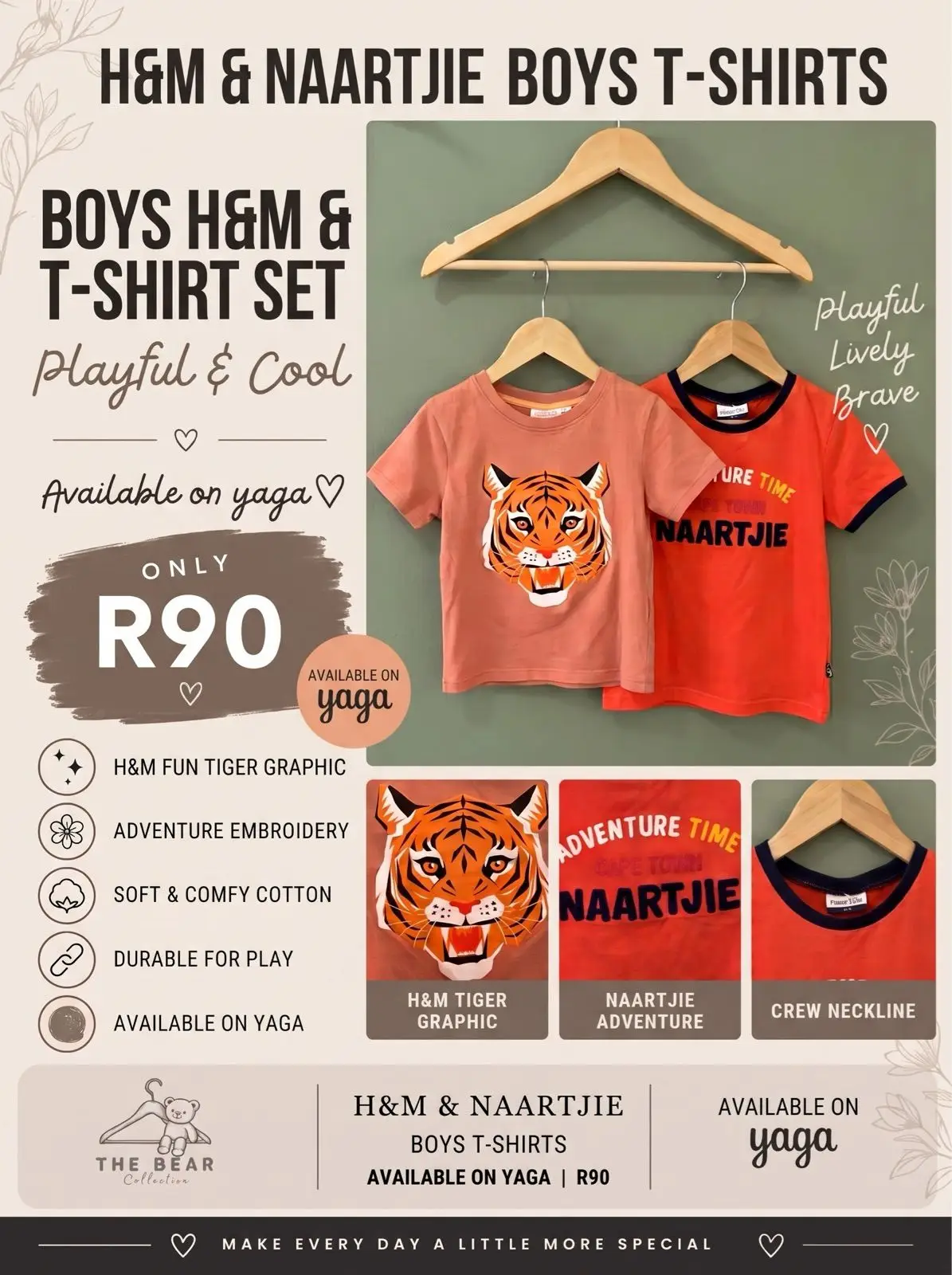 H&M & Naartjie Boys T-Shirts Set 3-4 Years