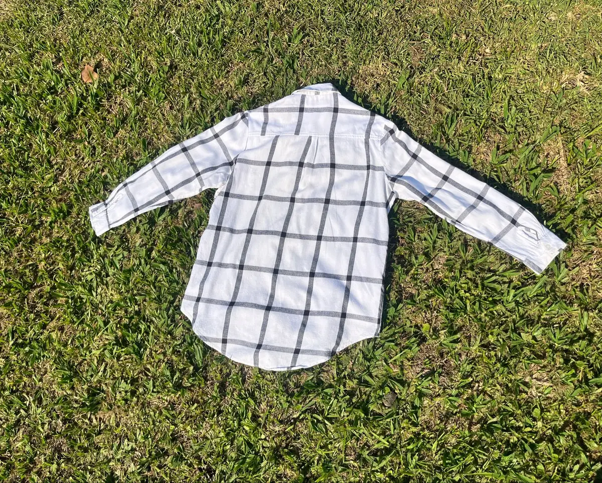 Miladys White and Grey Check Long Sleeve Button-Up Shirt Size L