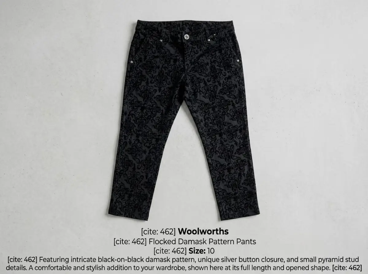 Woolworths Flocked Damask Pattern Pants Size 10