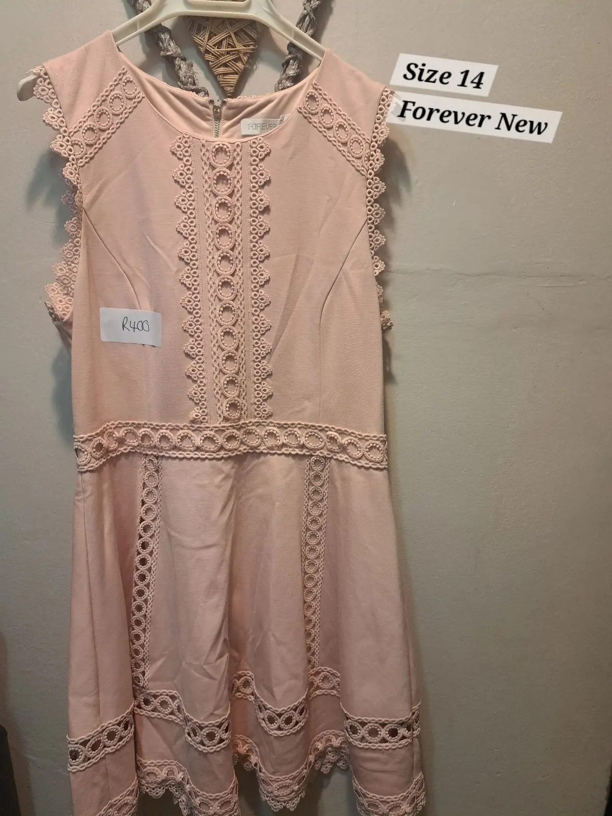 Forever New Pink Lace Trim Dress