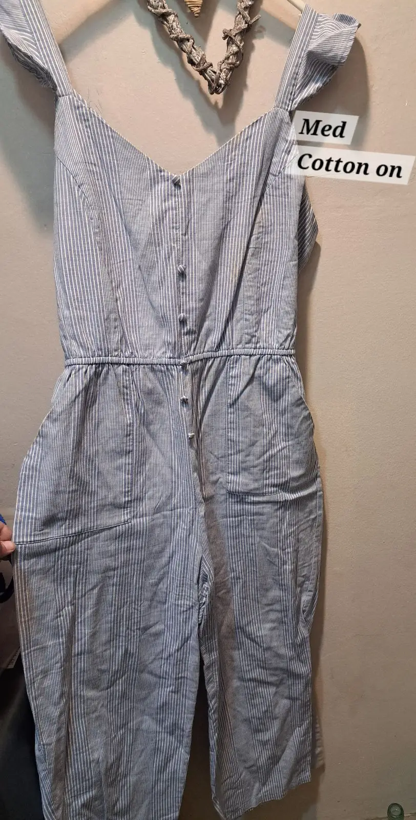 Cotton On Blue Striped Jumpsuit Size M