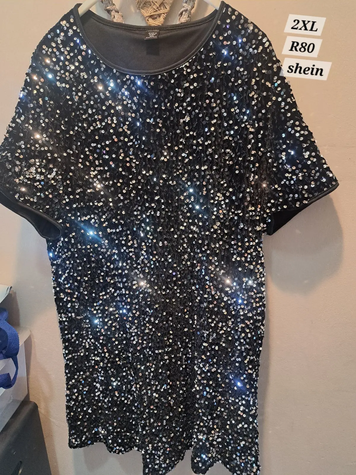Shein Black Sequin Top Size 2XL