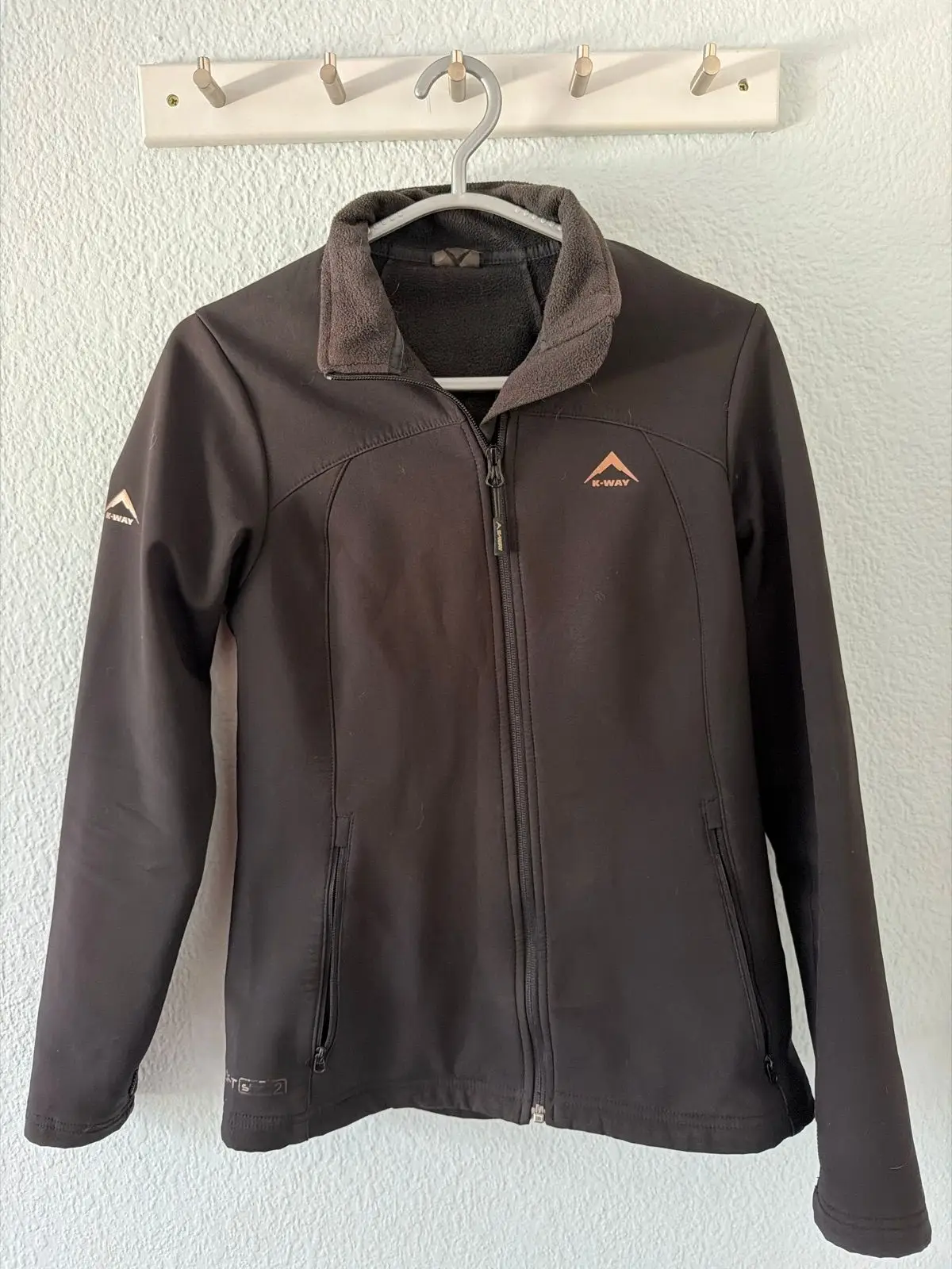 K-Way Black Fleece-Lined Zip Jacket