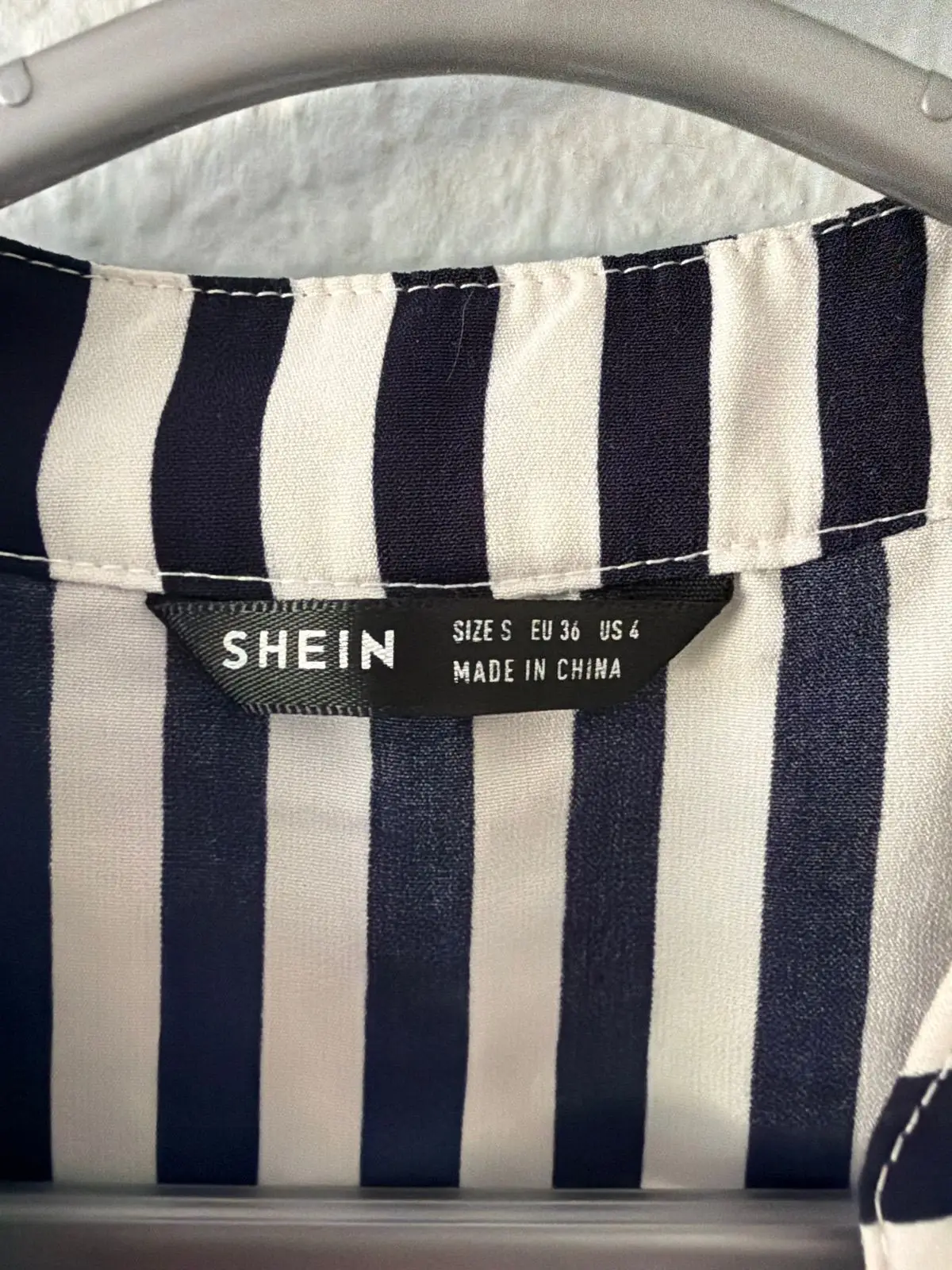 SHEIN Black and White Striped V-Neck Top