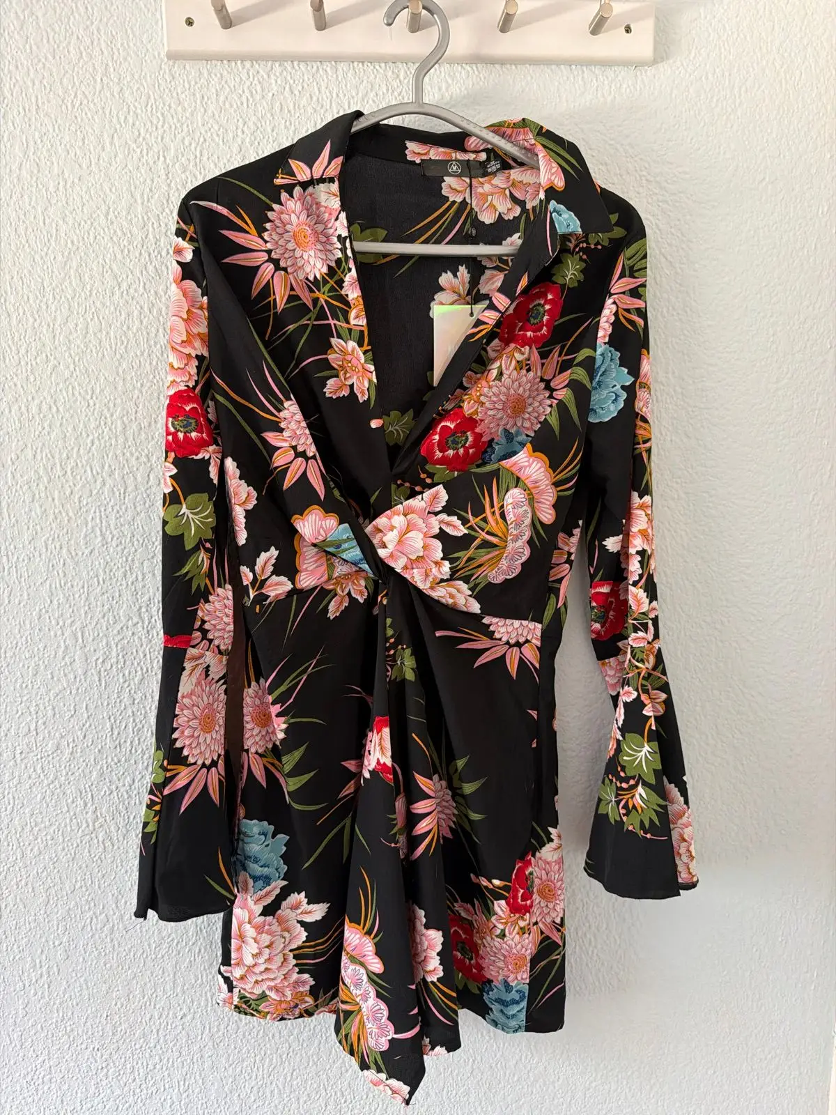 Missguided Black Floral Print Dress XS