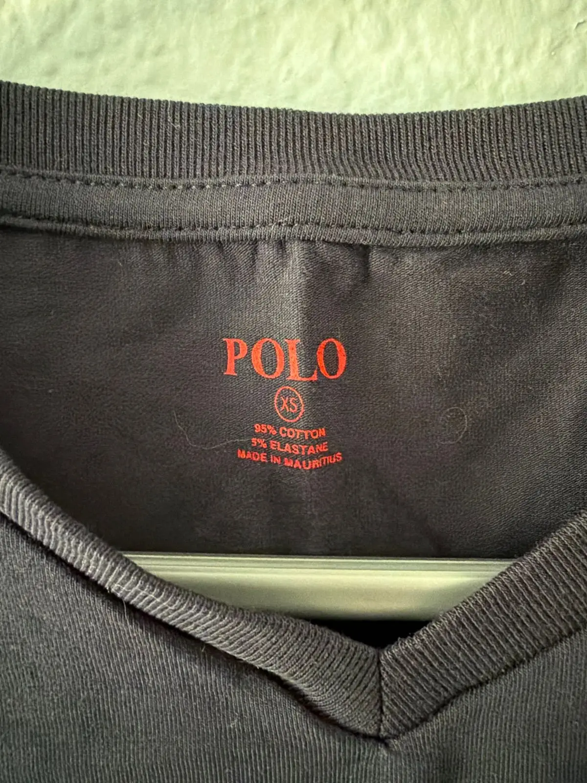 Polo Black V-Neck T-Shirt with Red Logo