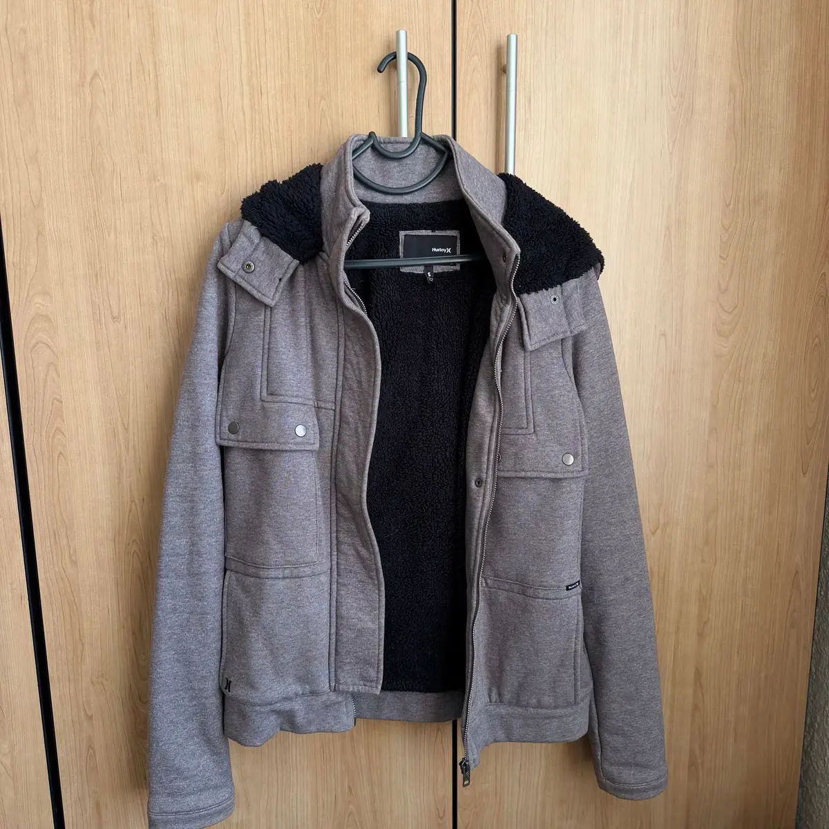 Hurley Grey Jacket with Black Fleece Lining Size S