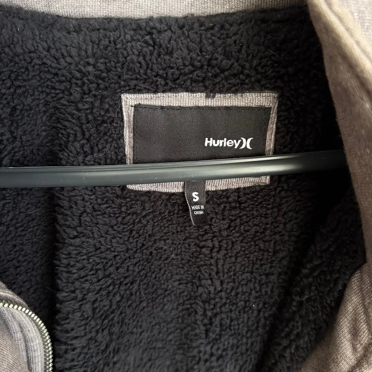 Hurley Grey Jacket with Black Fleece Lining Size S
