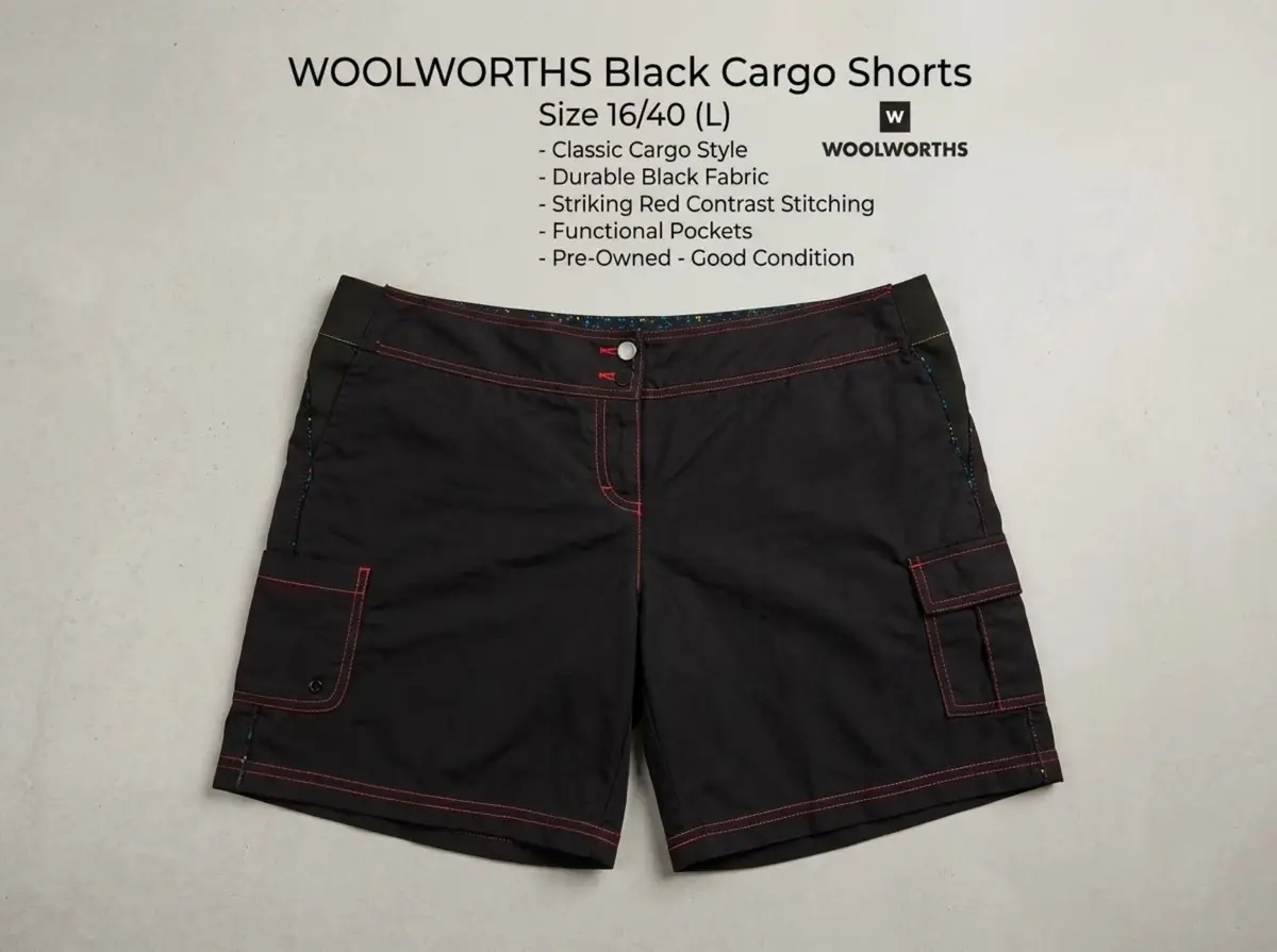 Woolworths Black Cargo Shorts Size 16/40