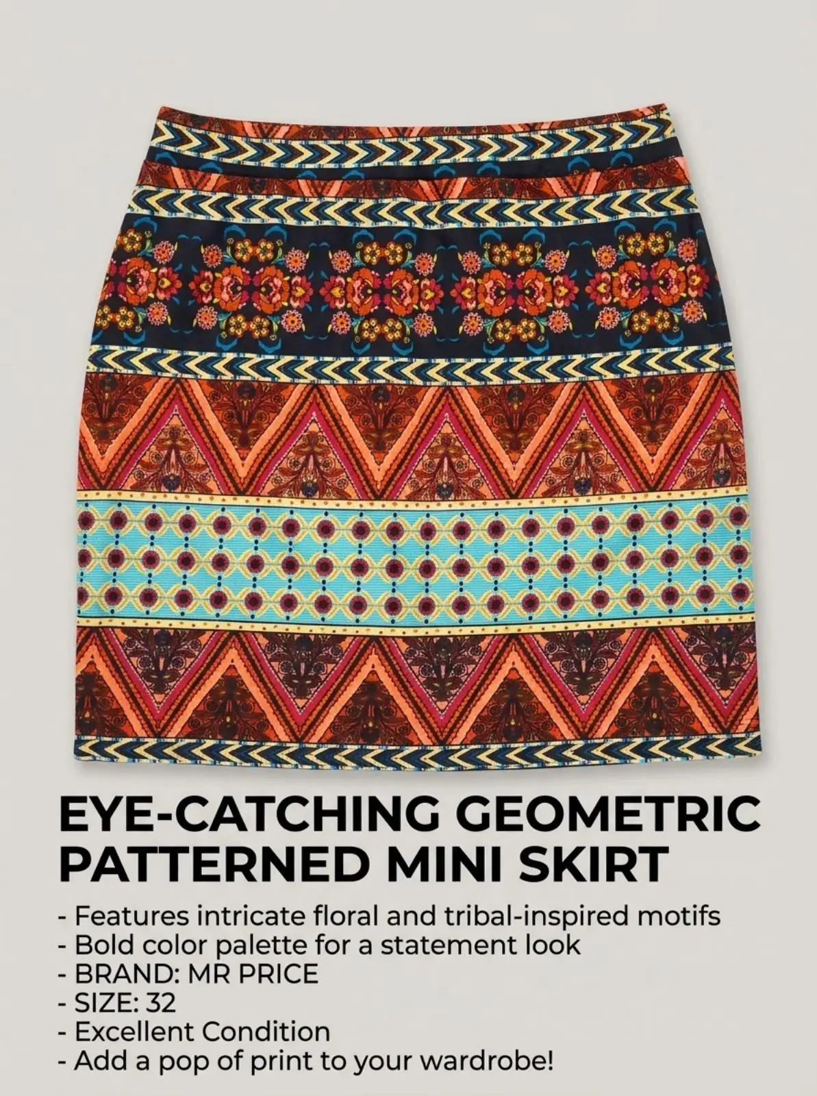 Mr Price Geometric Patterned Mini Skirt