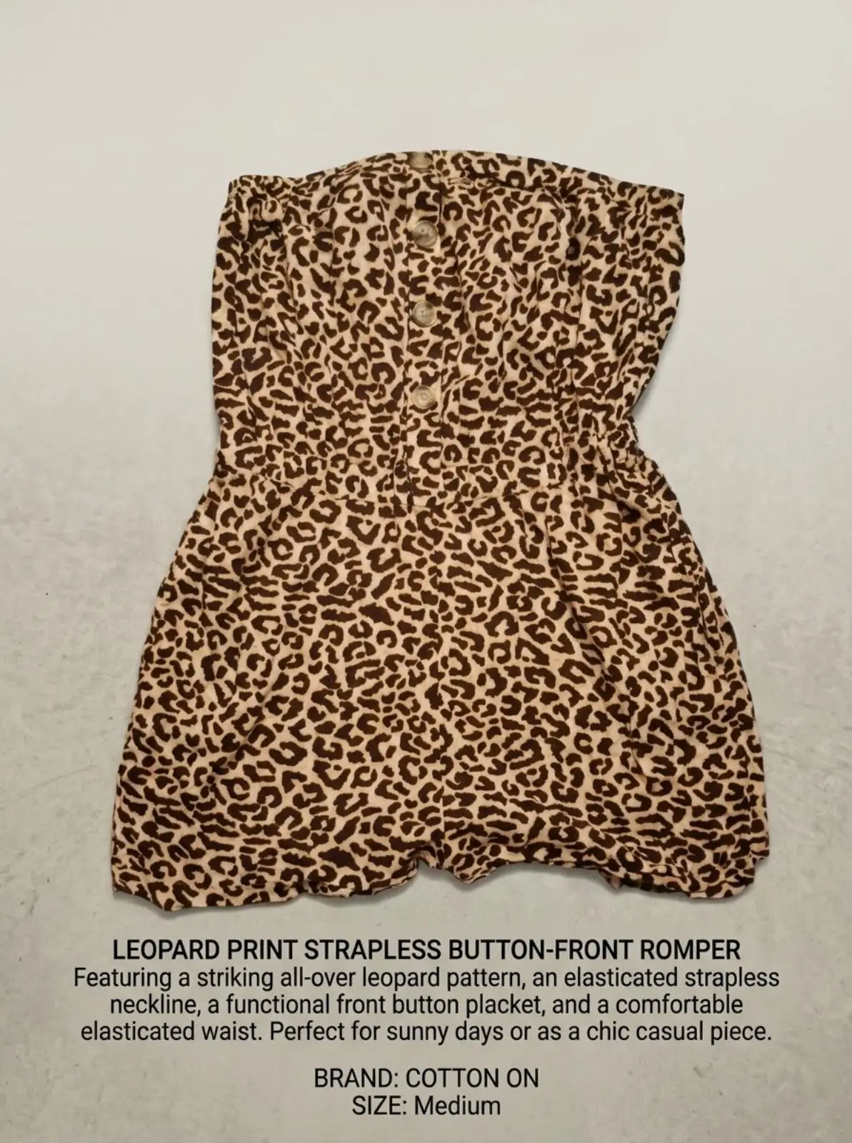 Cotton On Leopard Print Strapless Romper Size M
