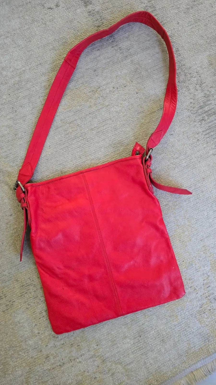 Red Crossbody Bag with Zipper Pocket