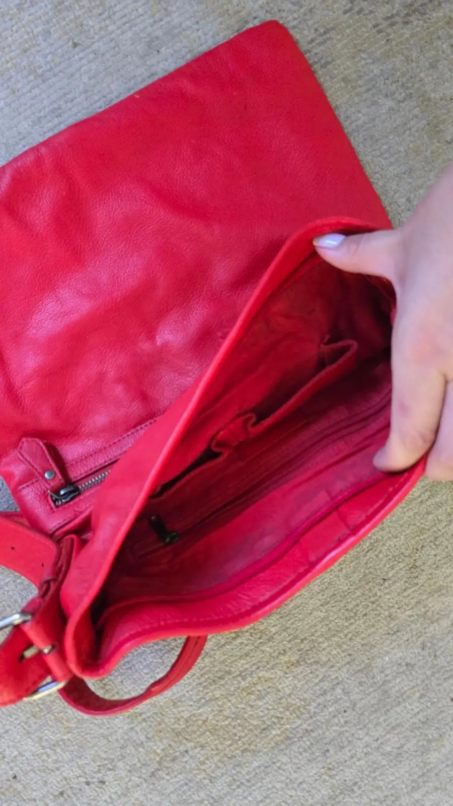 Red Crossbody Bag with Zipper Pocket
