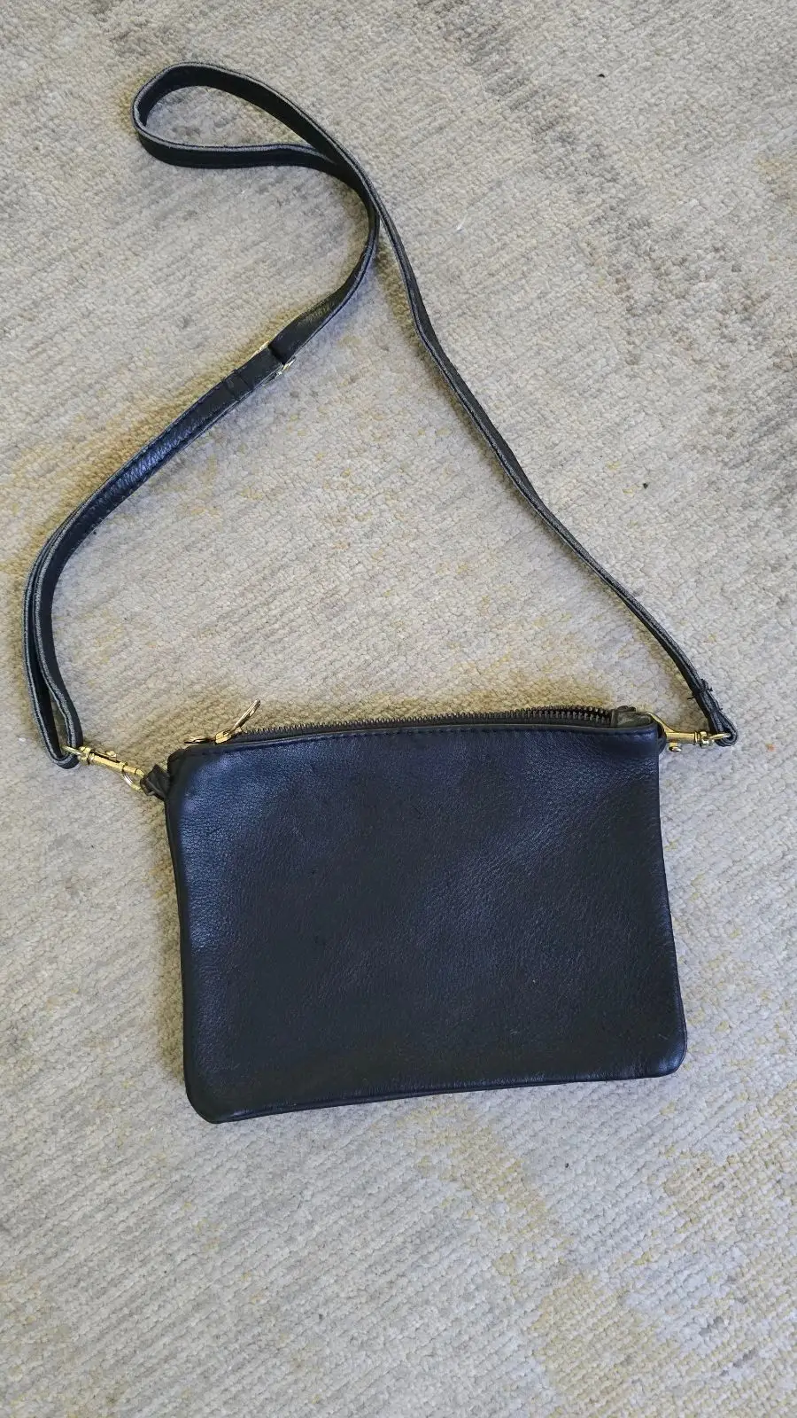 Black Crossbody Bag with Strap Detail