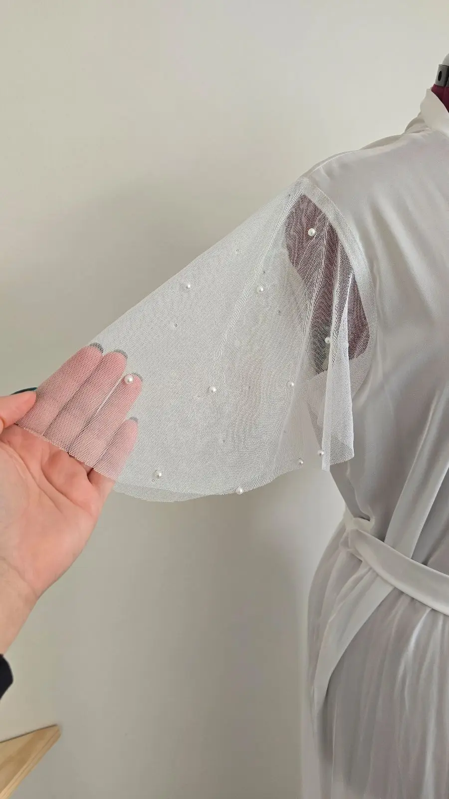 White Robe with Sheer Sleeves