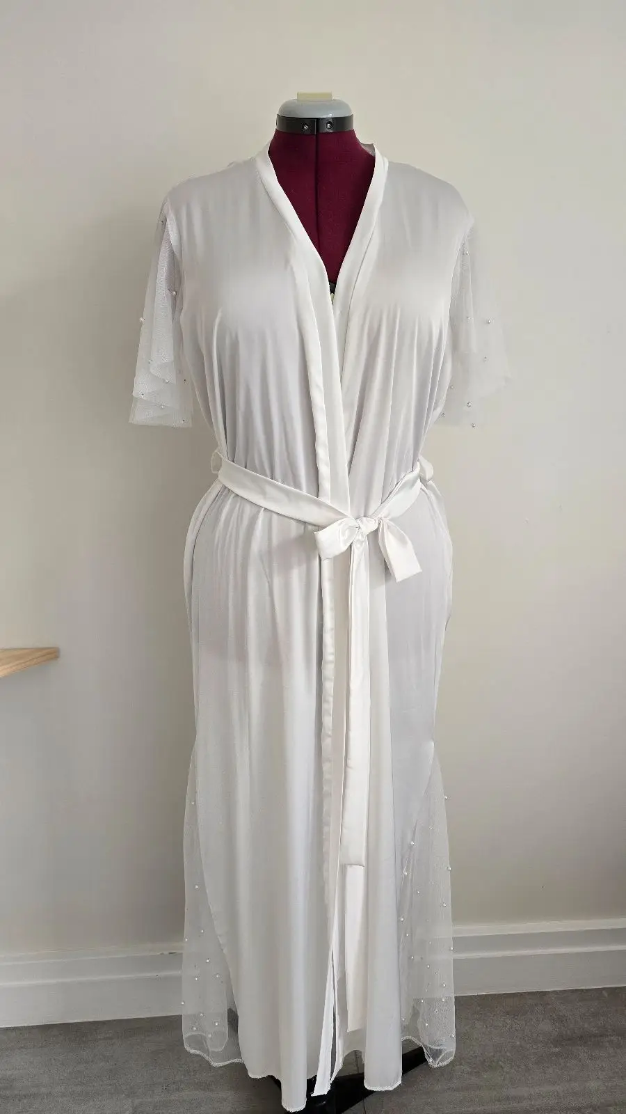 White Robe with Sheer Sleeves